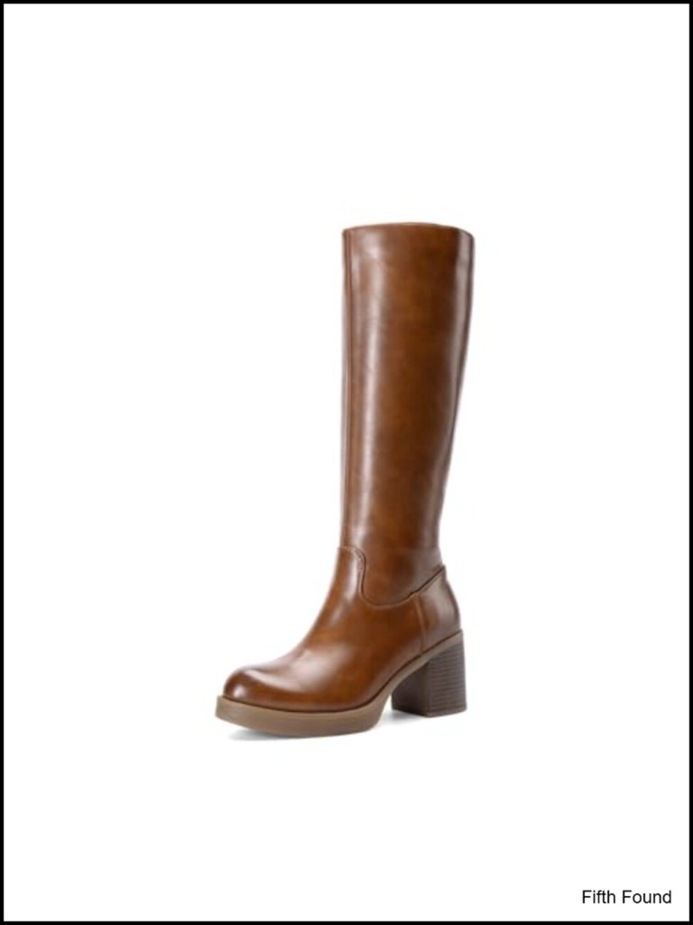Knee High Platform Boots Women's Round Toe Faux Leather Zip